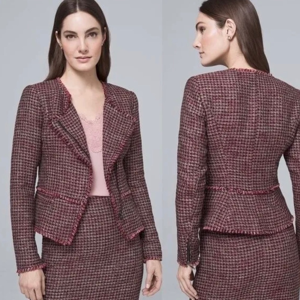 WHBM NWT Roman Red & Black Mid Century Tweed Jacket 14